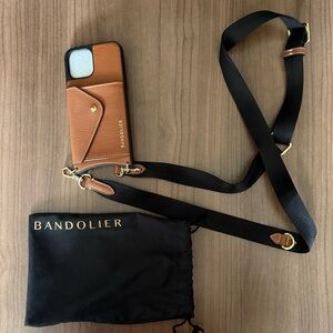 Bandolier, saddle brown and gold, iPhone 12 Pro Max